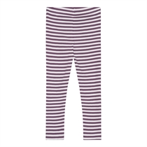 BIRKHOLM Stribede Rib Leggings Perfekt Hvid & Støvet Lilla